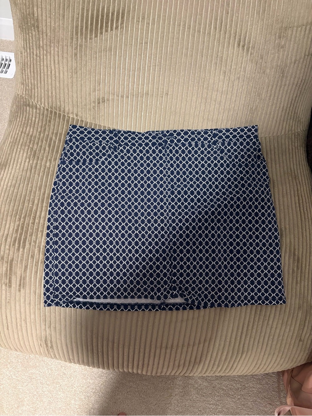 Navy Patterned Women's Mini Skirt